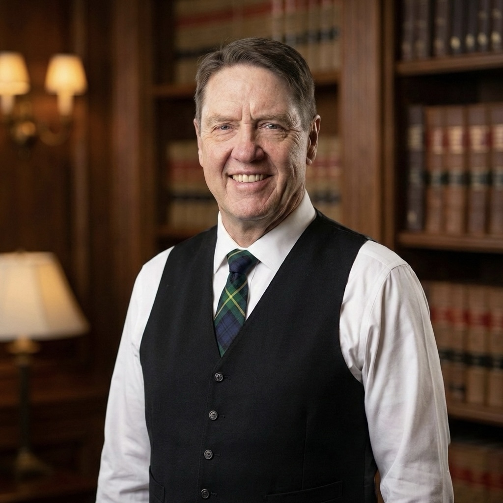 Author James Burwash in a library